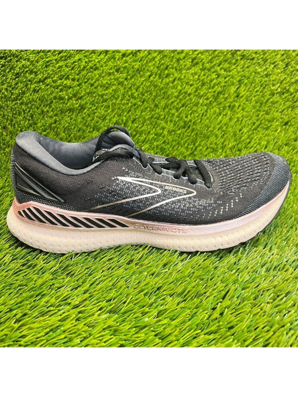 Brooks Glycerin GTS 19 Womens Size 8 Black‎ Pink Athletic Running Shoes Sneakers